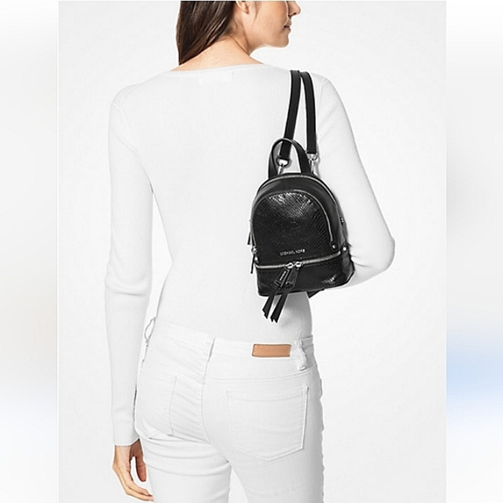 Michael Kors Mini Rhea Python Convertible Backpack - Picture 15 of 15